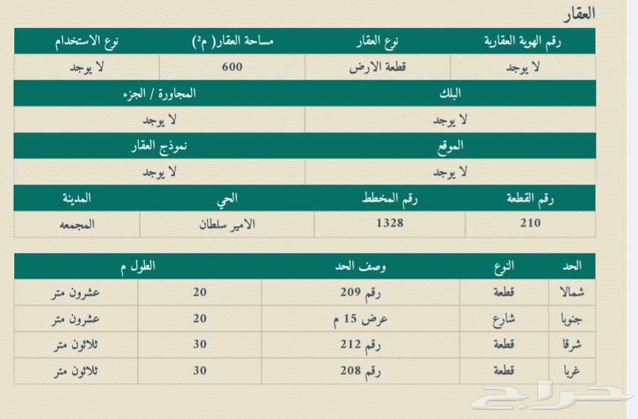 ارض بالمجمعة للبيع630060753454091122