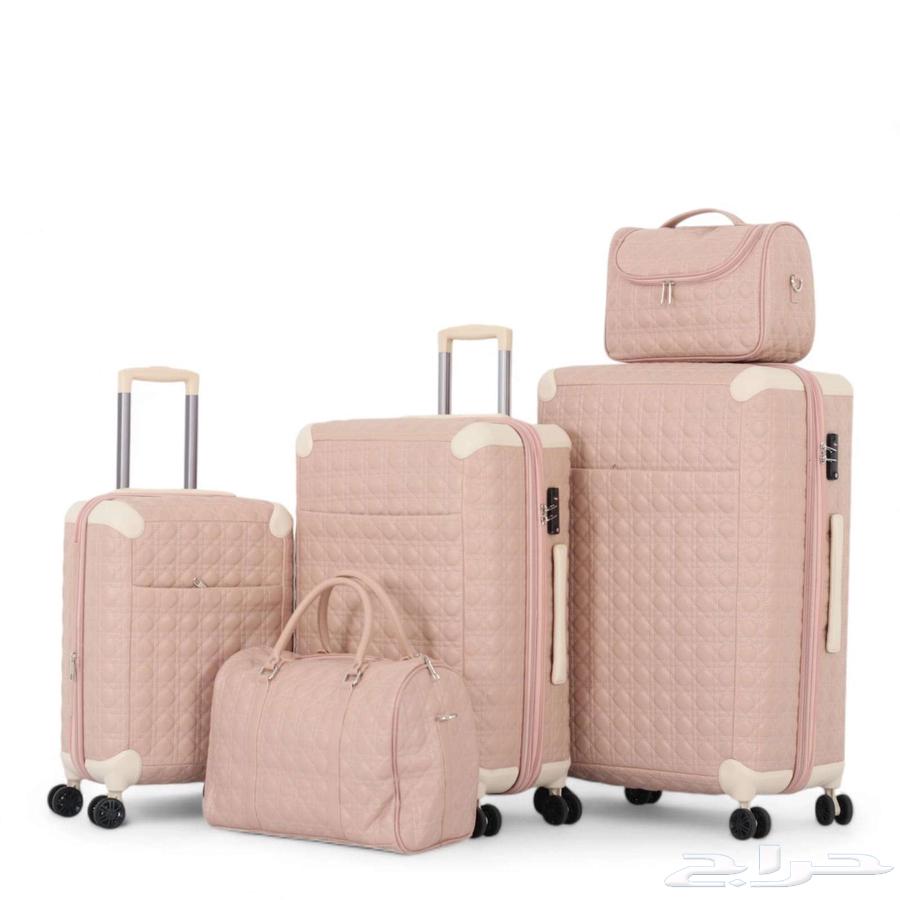 5-Piece Travel Luggage Set Made of Polypropylene Covered with Leather63616320935938113
