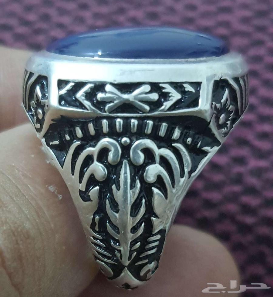 Blue agate ring, Erfan craftsmanship, 990 silver63270048909571114
