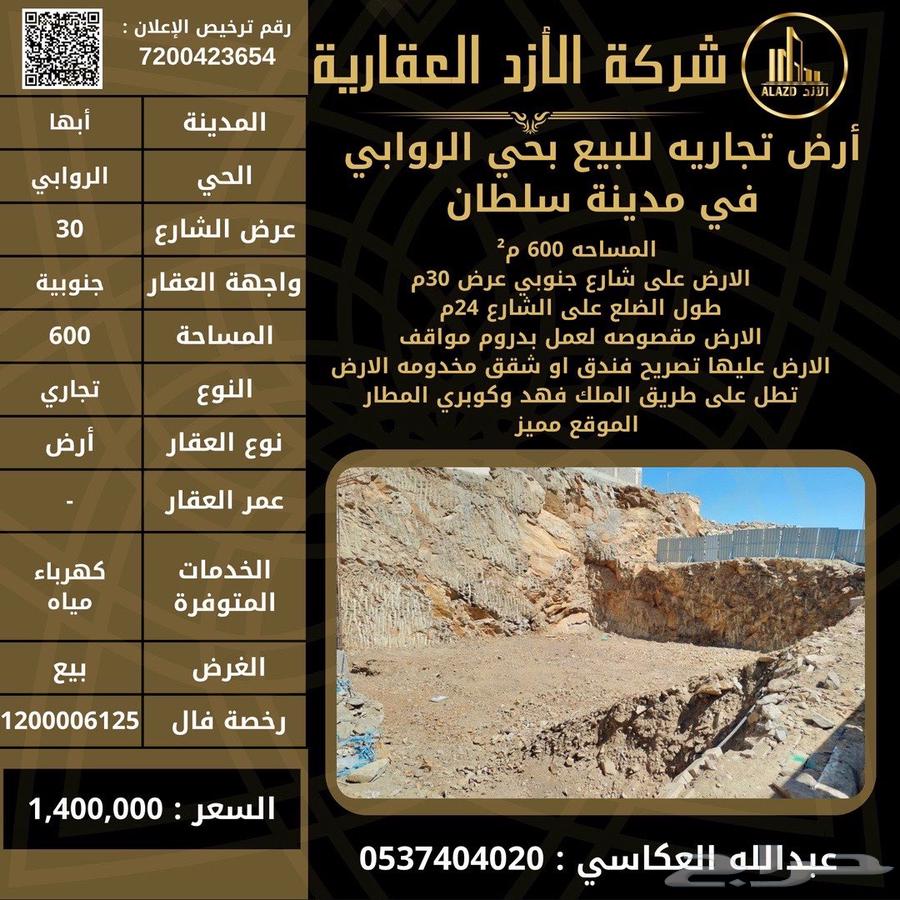 For sale: Commercial land in Al-Rawabi district, Sultan city62884359720577115