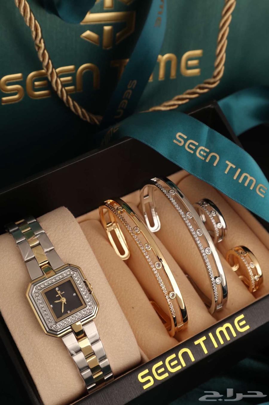 Luxury stainless steel women's watch with bracelets and rings63221041673475112