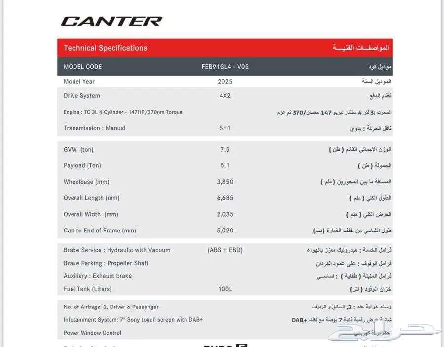 دينا متسوبيشي كانتر 5 طن 202563215402067202113