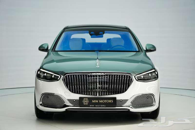 Mercedes-Maybach S 680 2025 model, Gulf white and green, white interior63196196220291111