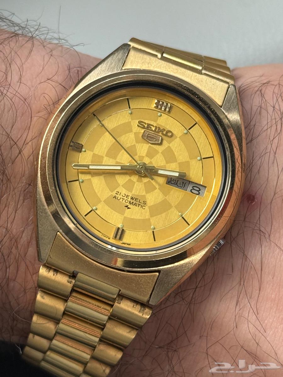 للبيع ساعة SEIKO 5 ذهبية أوتوماتيك بحالة ممتازه630210646343711117