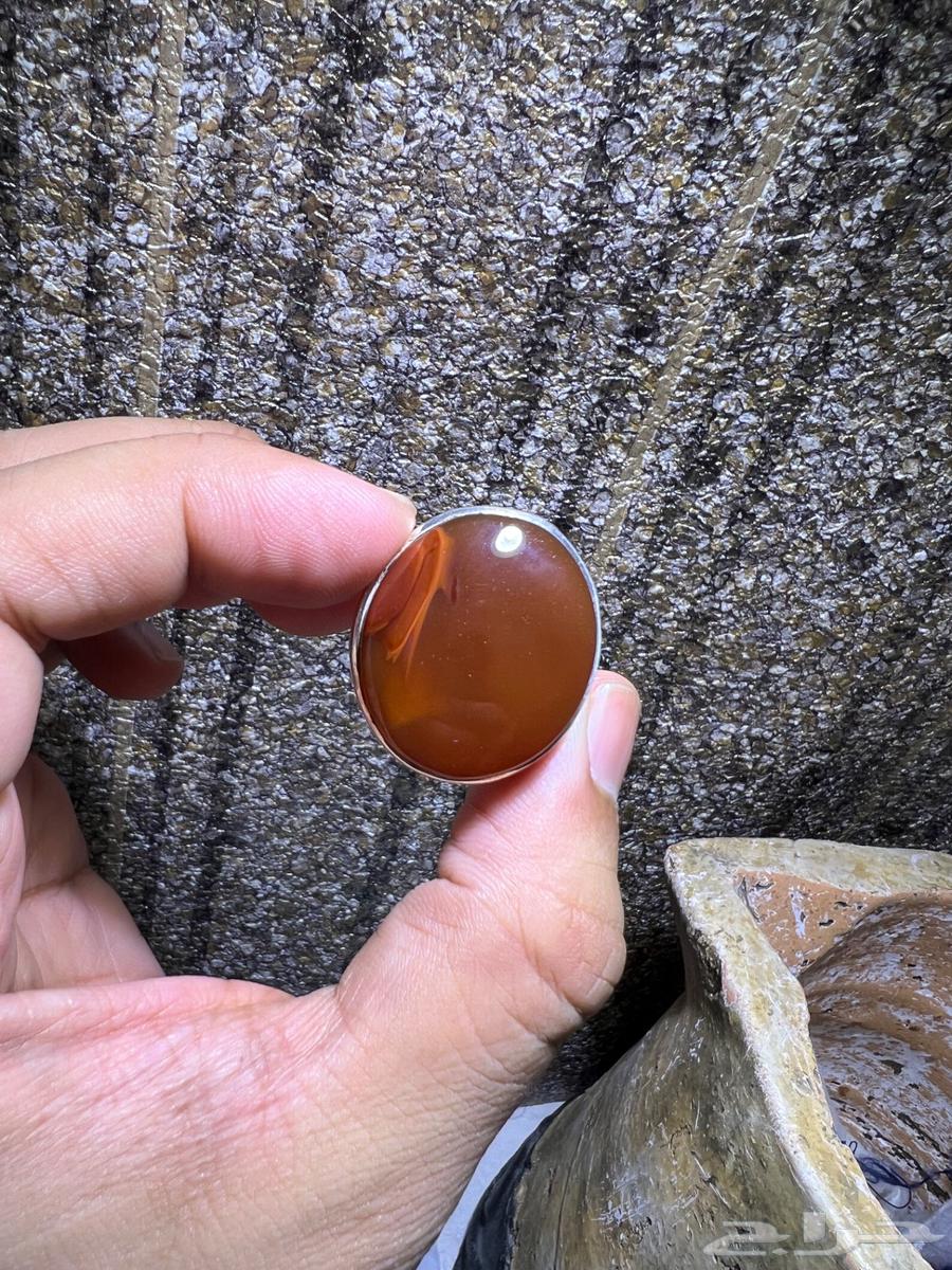 خاتم فضة من نوع عقيق يماني حجم راهي بطن احمر63019780196738114