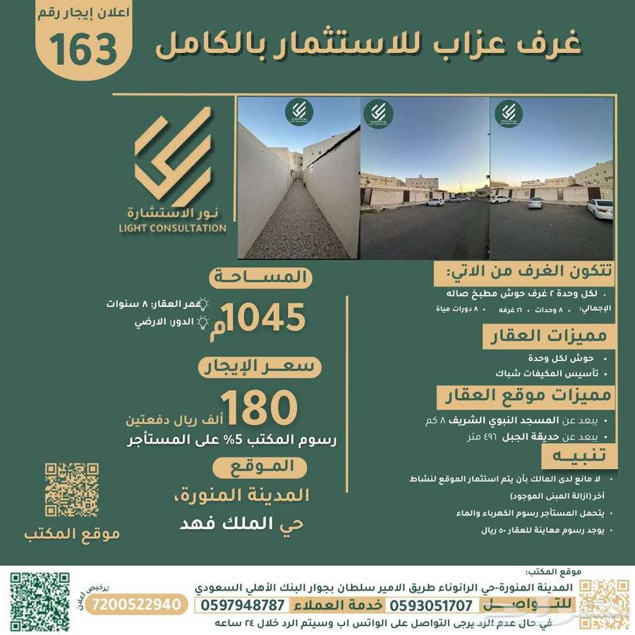 غرف عزاب للاستثمار بالكامل630120294096671125