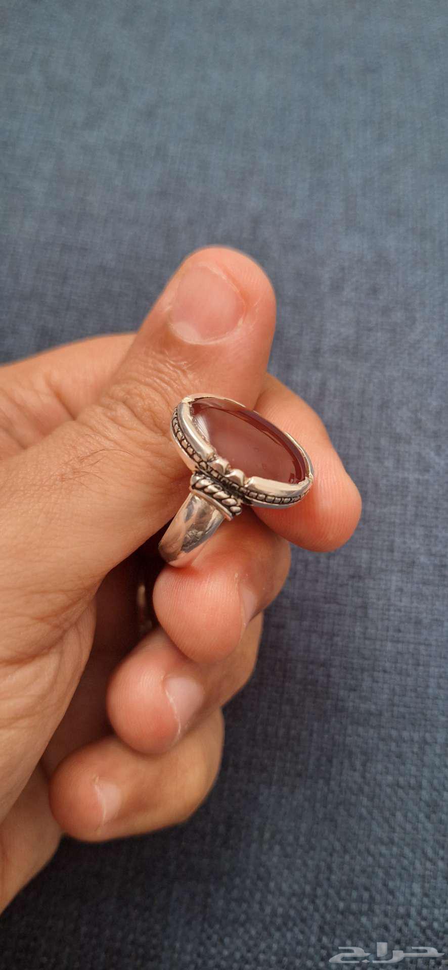 Royal silver ring with Yemeni agate liver stone63412940250881114