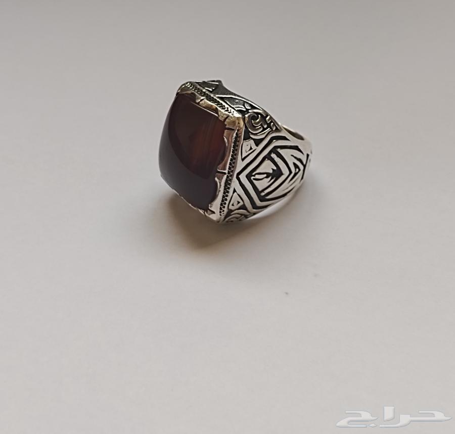 خاتم عقيق كبدي مزعفر63419509490947113