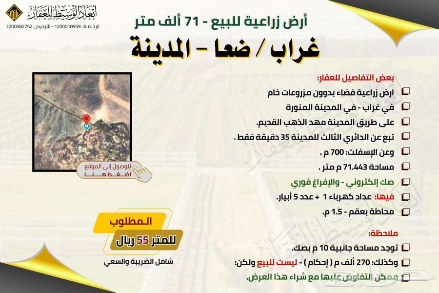 أرض زراعية خام بصك إلكتروني في غراب - طريق المدينة مهد الذهب633798997546271114