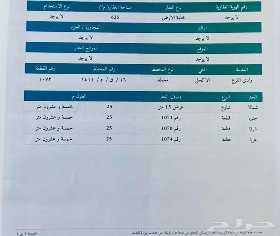 ارض للبيع وادي الفرع بمخطط الاكحل633807016478731113