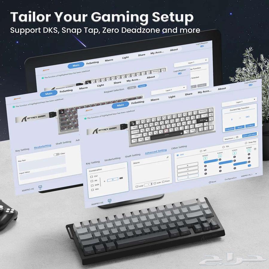 كيبورد مغناطيسي لاسلكي Attack shark X68 Pro He63618669038722114
