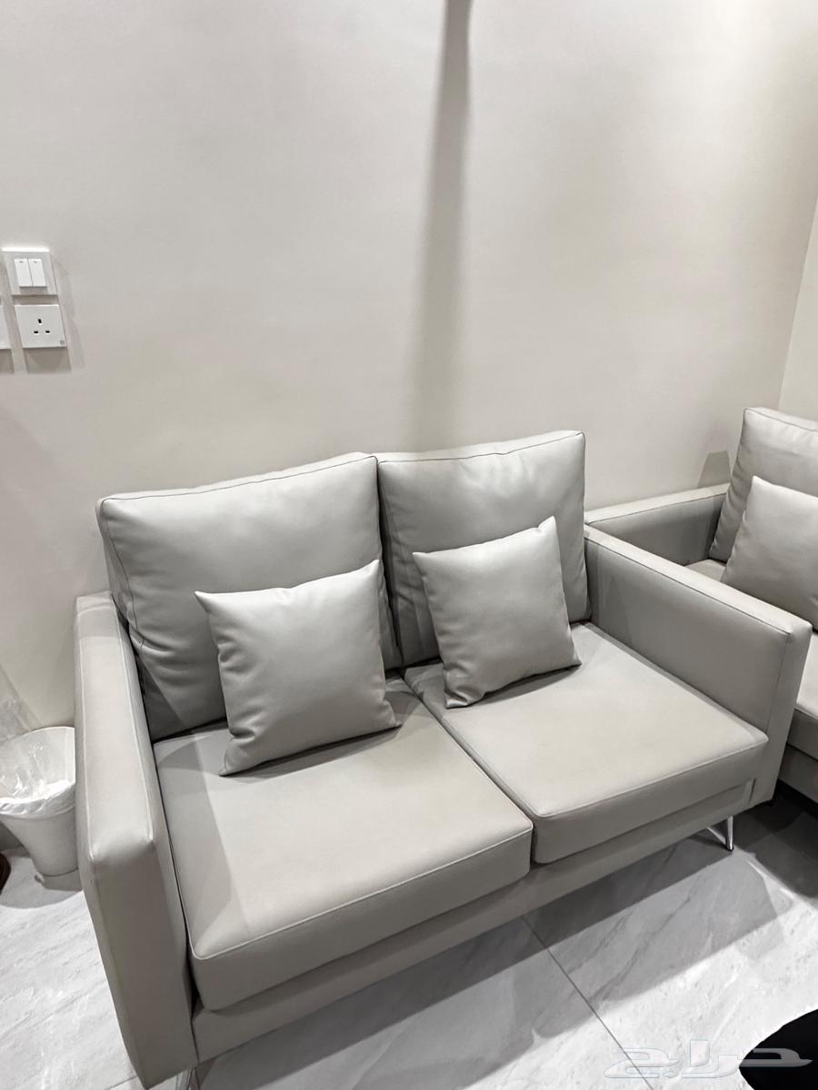 Gray leather office sofa two pieces63655526232195110