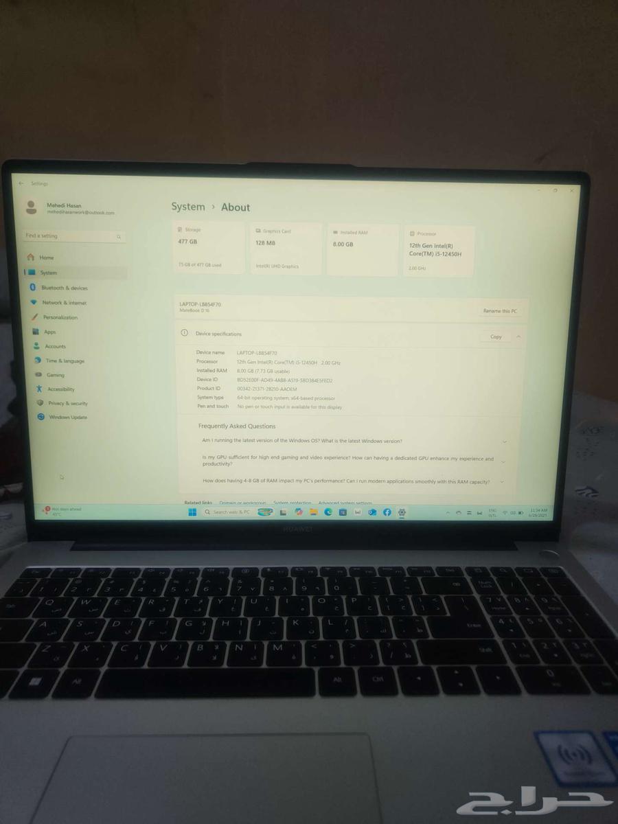 Huawei mate book D16 leptop  like new63667810055041111