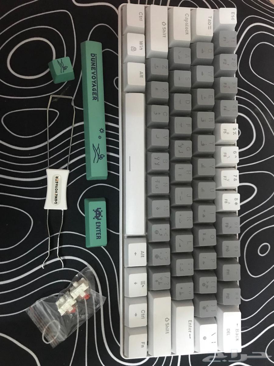 Mechanical keyboard with red keys, price 170 riyals with mouse and mouse pad63713962256385111
