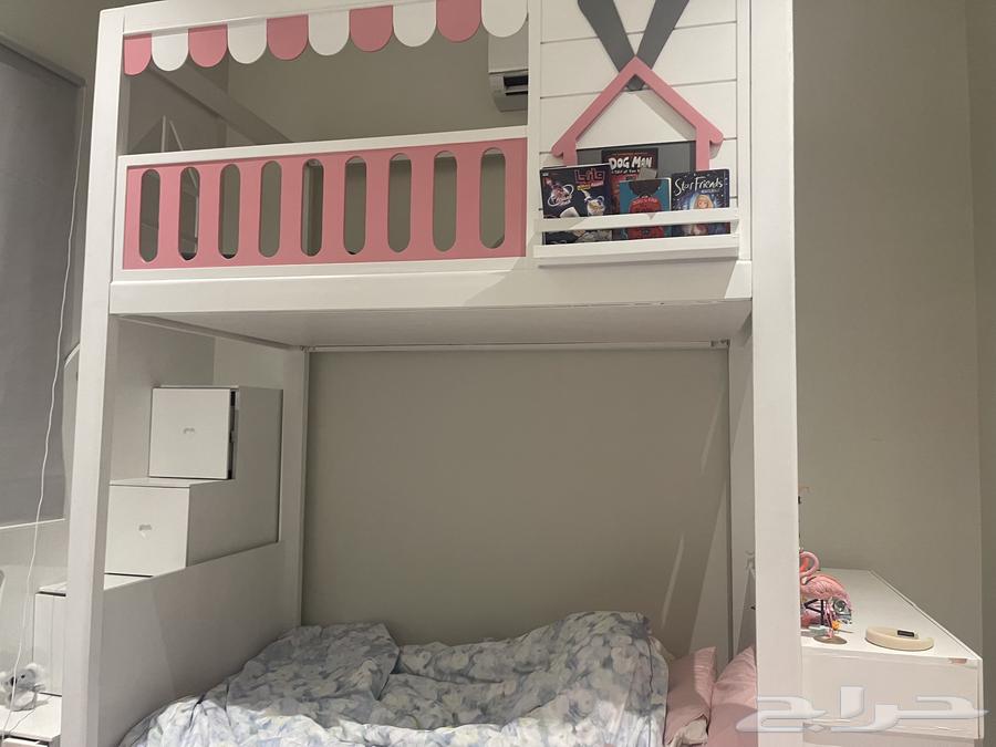 Kids' double-decker bed with drawer and slide63709103843458110