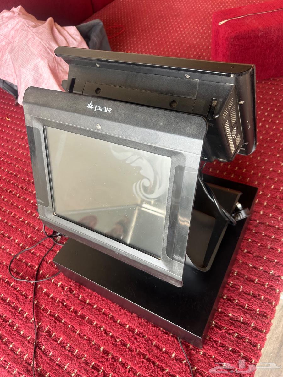 Clean cashier machine with printer and two screens63777895215746112
