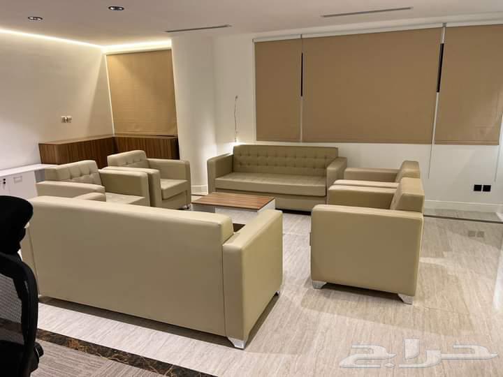 مكتبي كنب جلد مختلف أشكال طقم كامل متوفر سعر من جمله64618789632002112