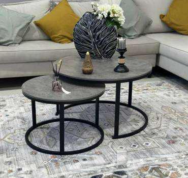 طقم طاولات خدمة متداخلة رمادي و بني بتصميم أنيق (( جديد ))64220050668547111