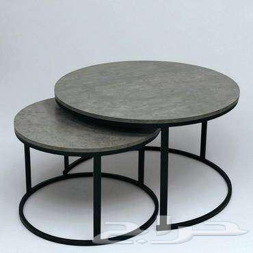 طقم طاولات خدمة متداخلة رمادي و بني بتصميم أنيق (( جديد ))64220050668547112