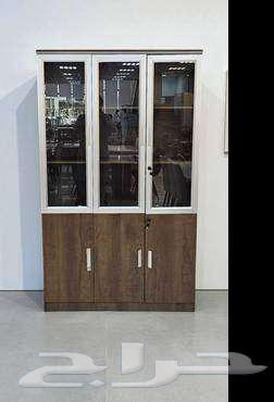 دولاب تخزين مكتبي ثلاث أبواب بني   رمادي منظم ((جديد))64251891066113110