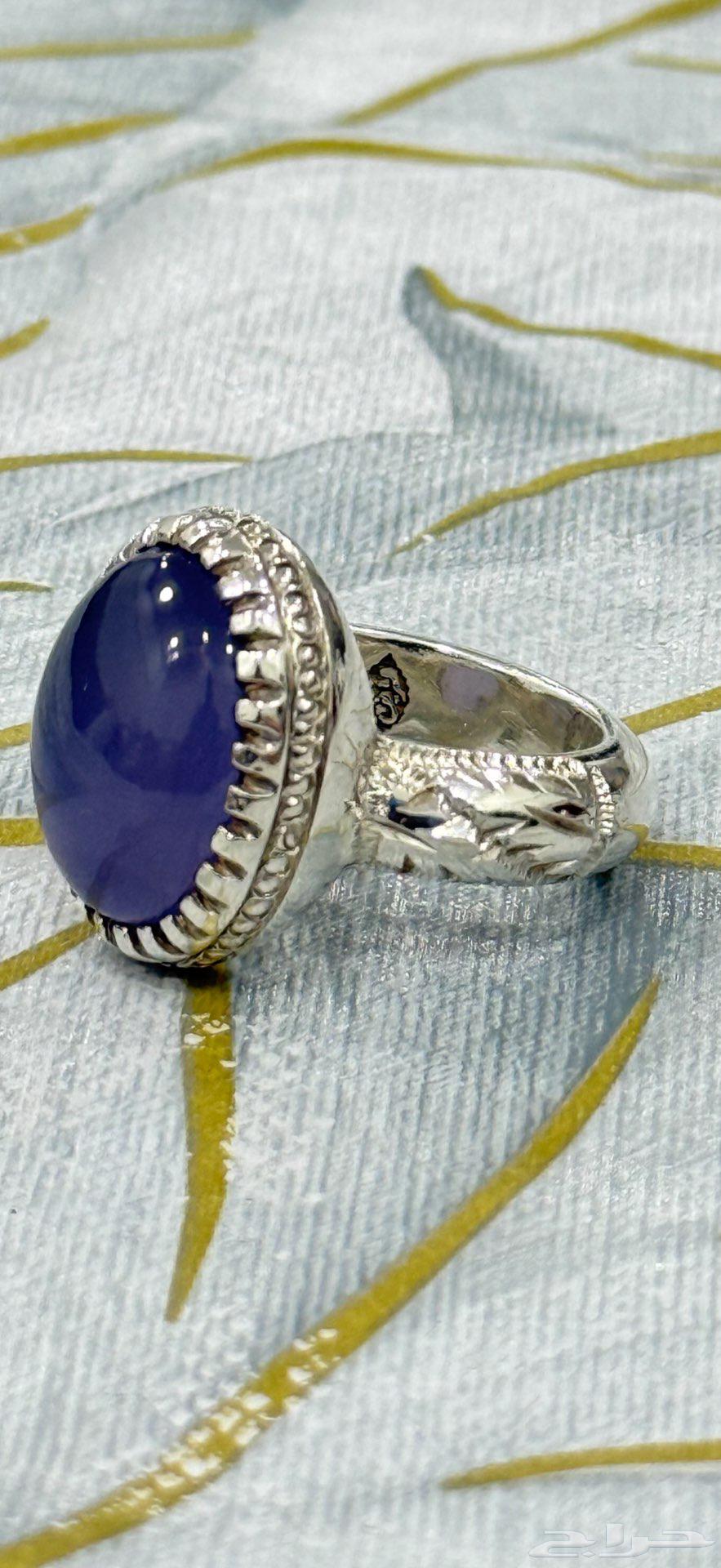 خاتم عقيق بنفسجي صافي64258390656131111