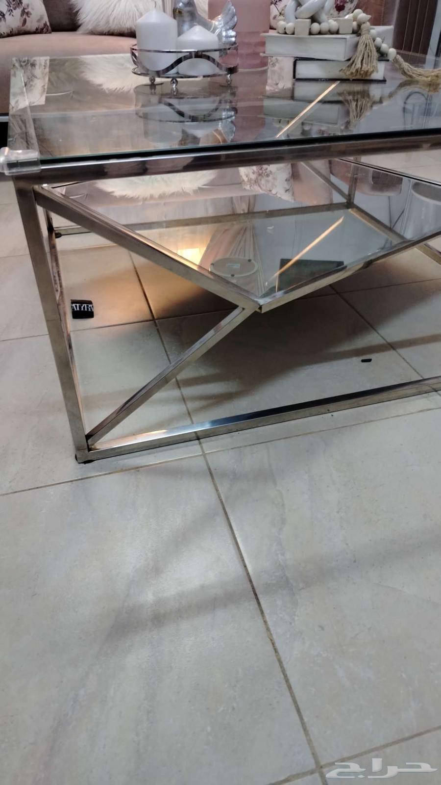 طاولة قهوة للوسط ستيل لون فضي جديدة64241069422979113