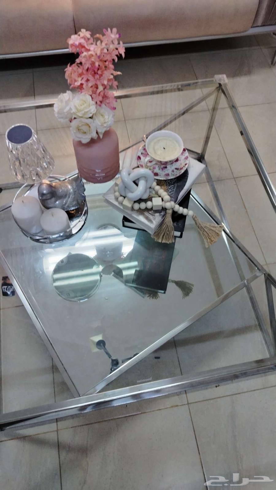 طاولة قهوة للوسط ستيل لون فضي جديدة64241069422979112