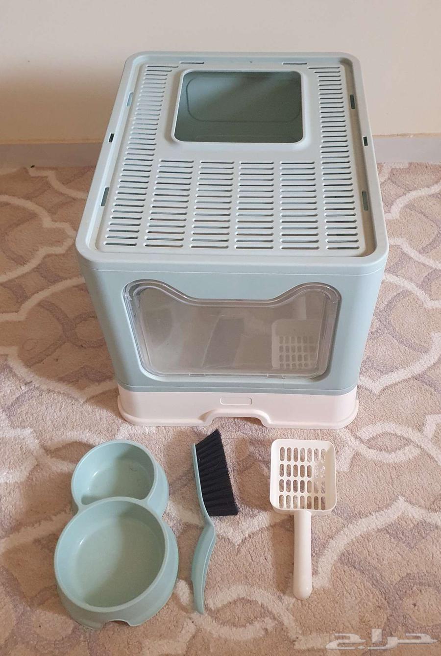 New litter box or once used with 20kg cat litter bag64262852036865113