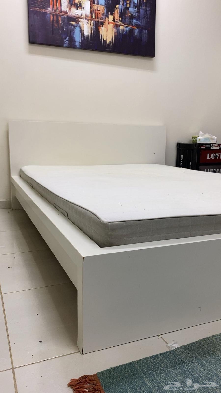 سرير ايكيا نفر ونص 160X 200 لون ابيض64265941023490111