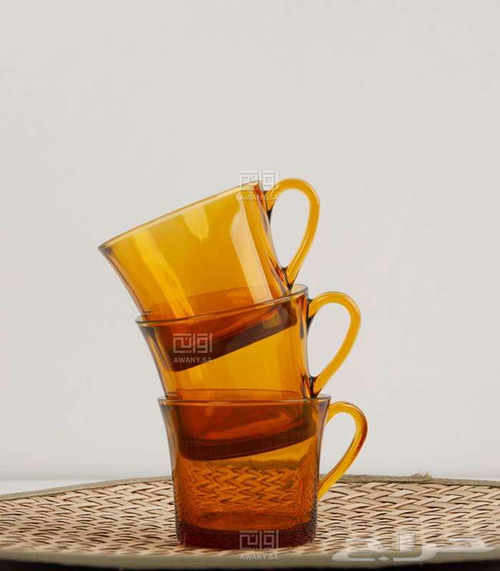 طقم سفرة زجاج شفاف عسلي فرنسي 67 قطعة رائع ل 9 اشخاص64330415926914113