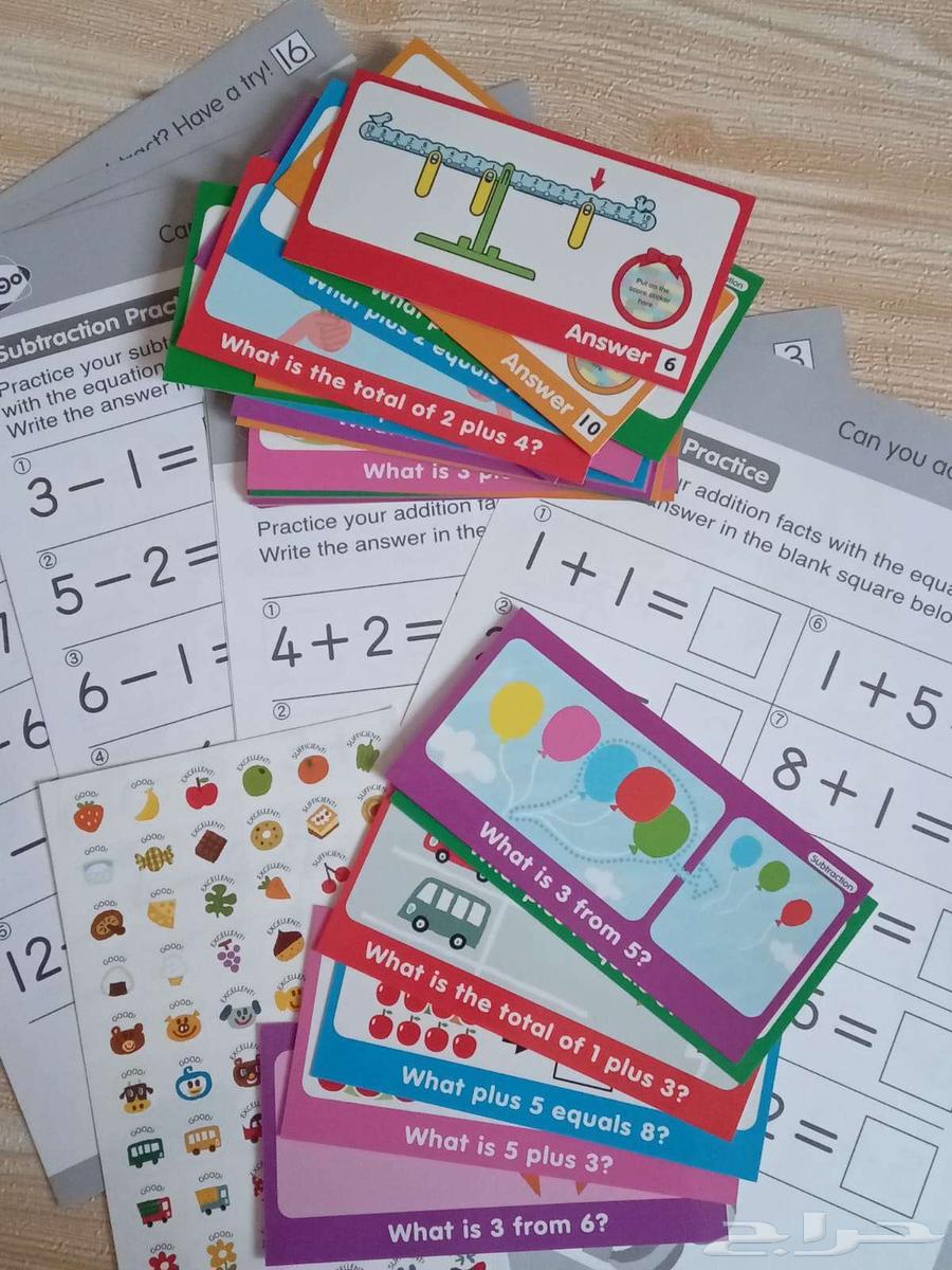 Illustrated Addition and Subtraction Cards - Training Sheets and Encouraging Stickers64345016680963110