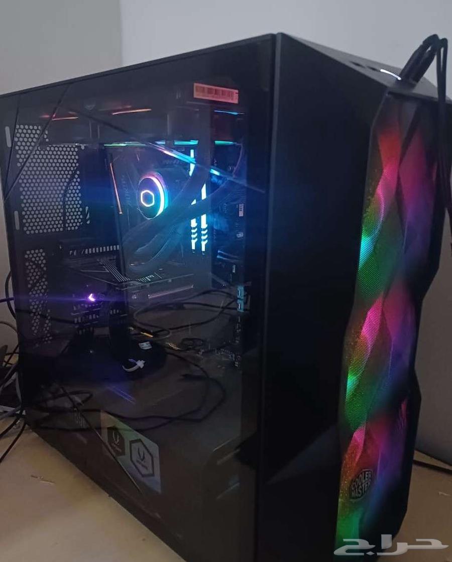 Complete gaming PC setup with monitors, table, chair, and all cables64360464036483110