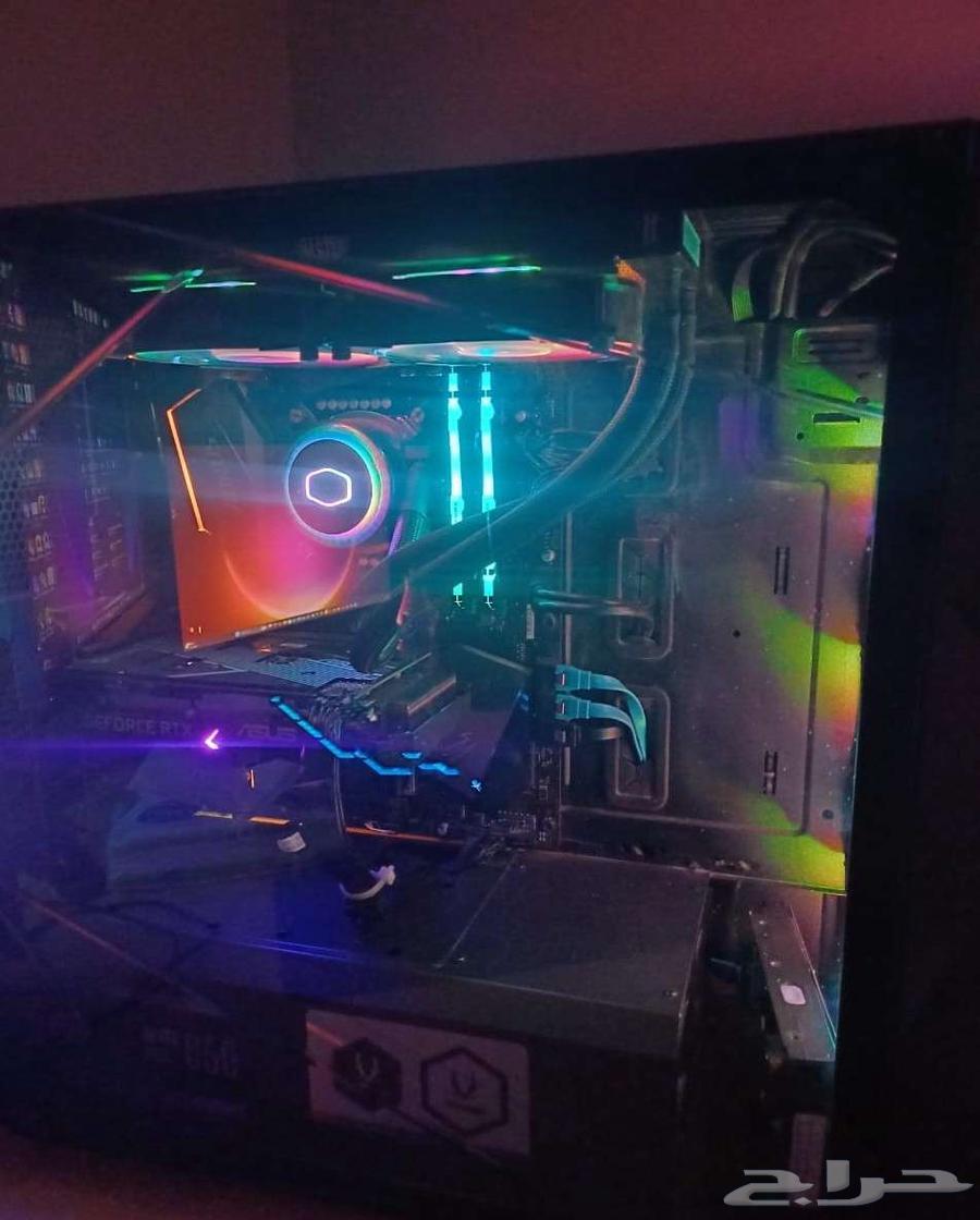 Complete gaming PC setup with monitors, table, chair, and all cables64360464036483112