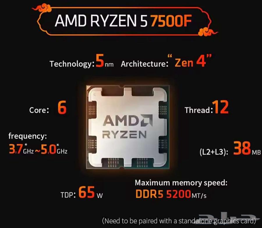 معالج رايزن Ryzen 5 7500f جديد ما انفك64377108474243112