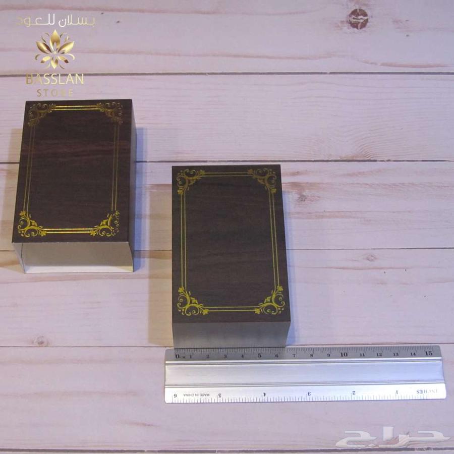 علبة إهداء تولة خشبي-بني غامق بنقش ذهبي64385914861443112