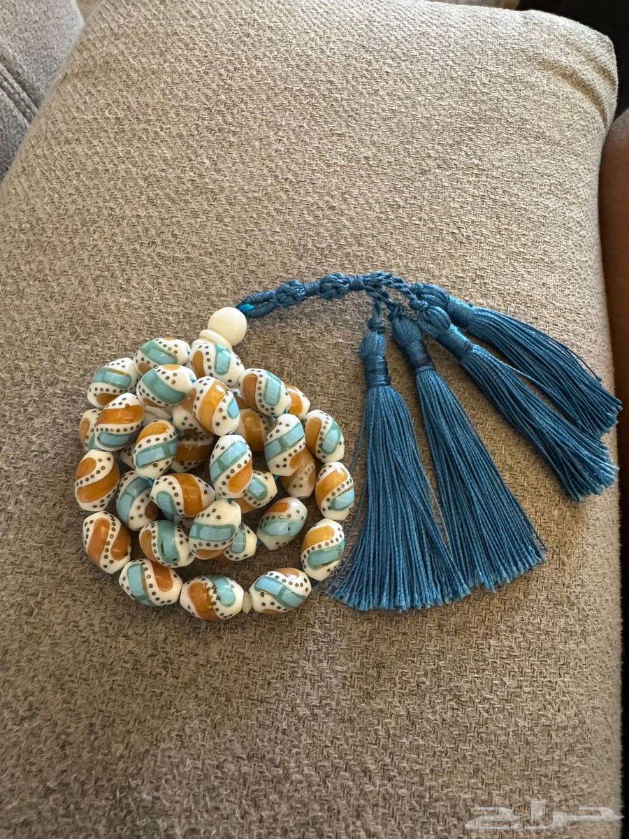 سبحه قديمه نادر عظم مطعمه كهرمان وفيروز ونحاس64383774450563110