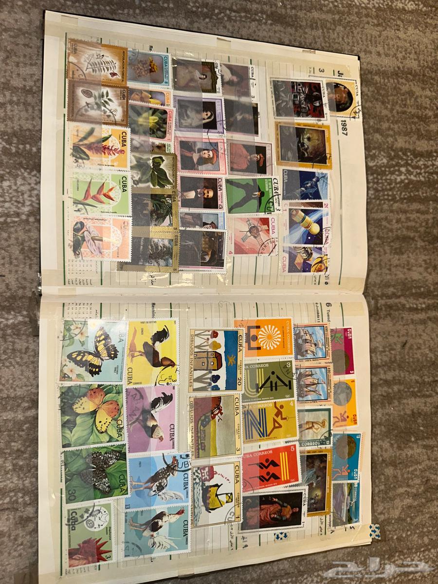 دفتر وتقويم مكتبة جرير عام 1987 وطوابع بريدية تذكارية قديمه64392538818435113