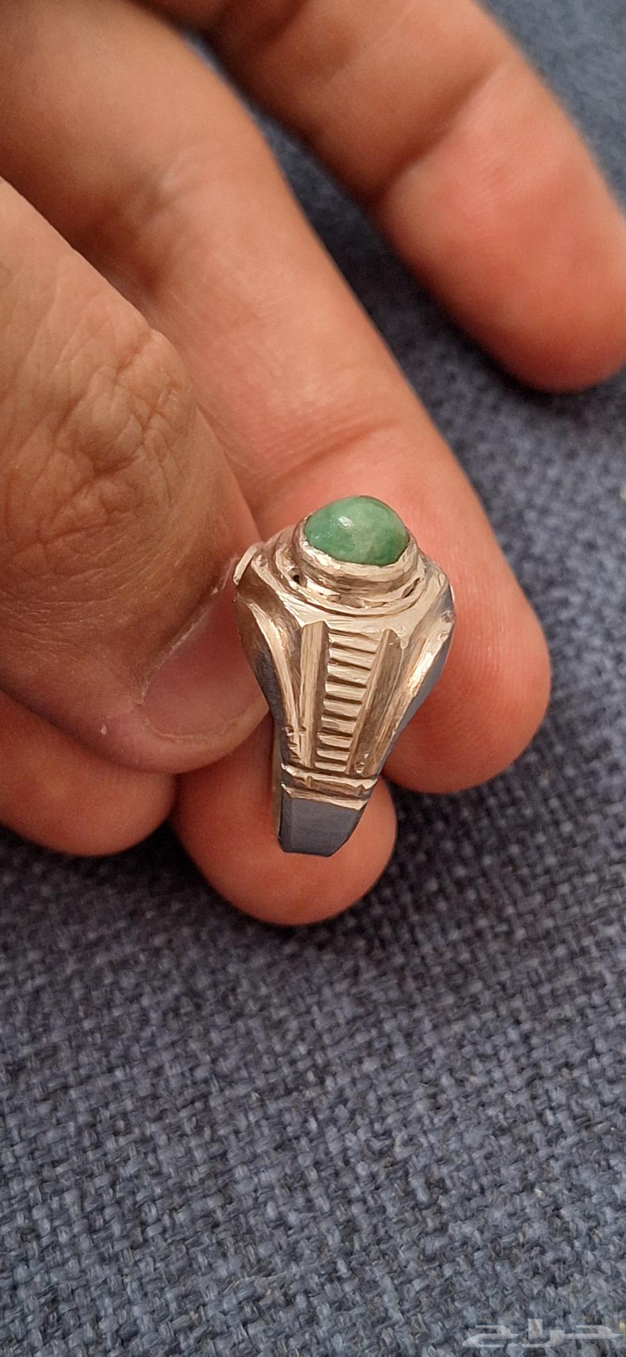 خواتم أثريه فضه زمرد طبيعي هندي64383802075138113