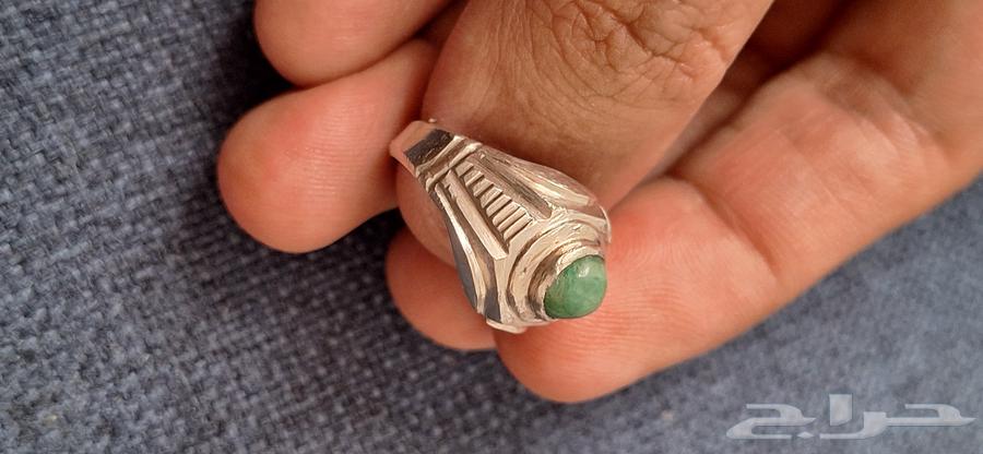 خواتم أثريه فضه زمرد طبيعي هندي64383802075138114