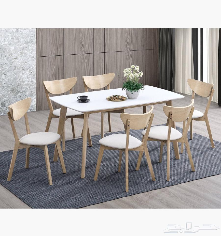 طاولة خشبية ذات سطح خشبي مع 6 كراسي64380595297025113