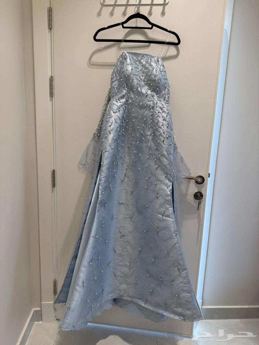 فستان ازرق سماوي اف شولدر مع اكمام طويلة64396991459074111