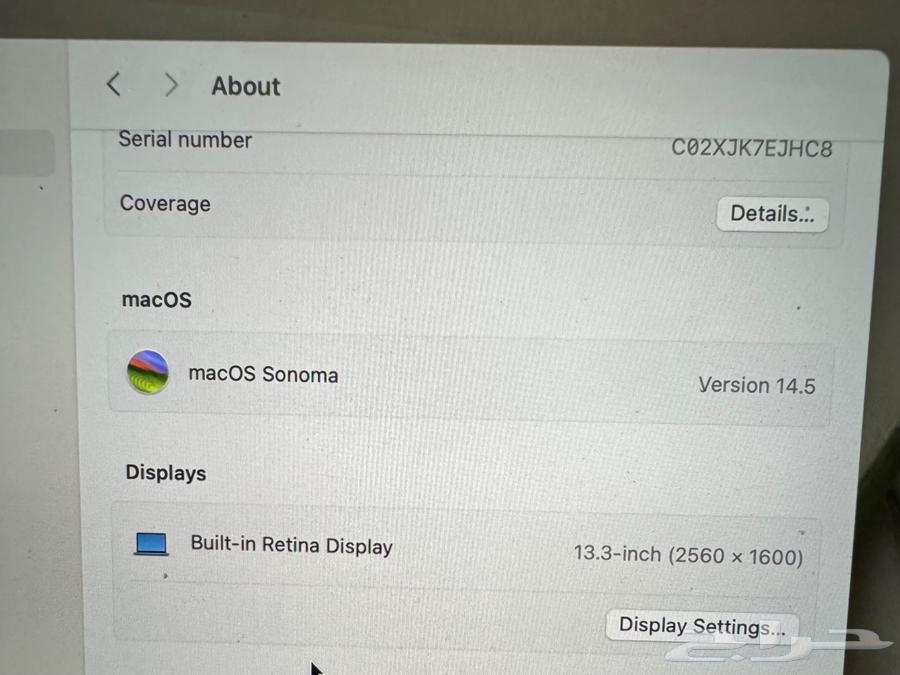 للبيع لابتوب ماك بوك برو 13 إنش مستعمل   لون رم64401105592963113