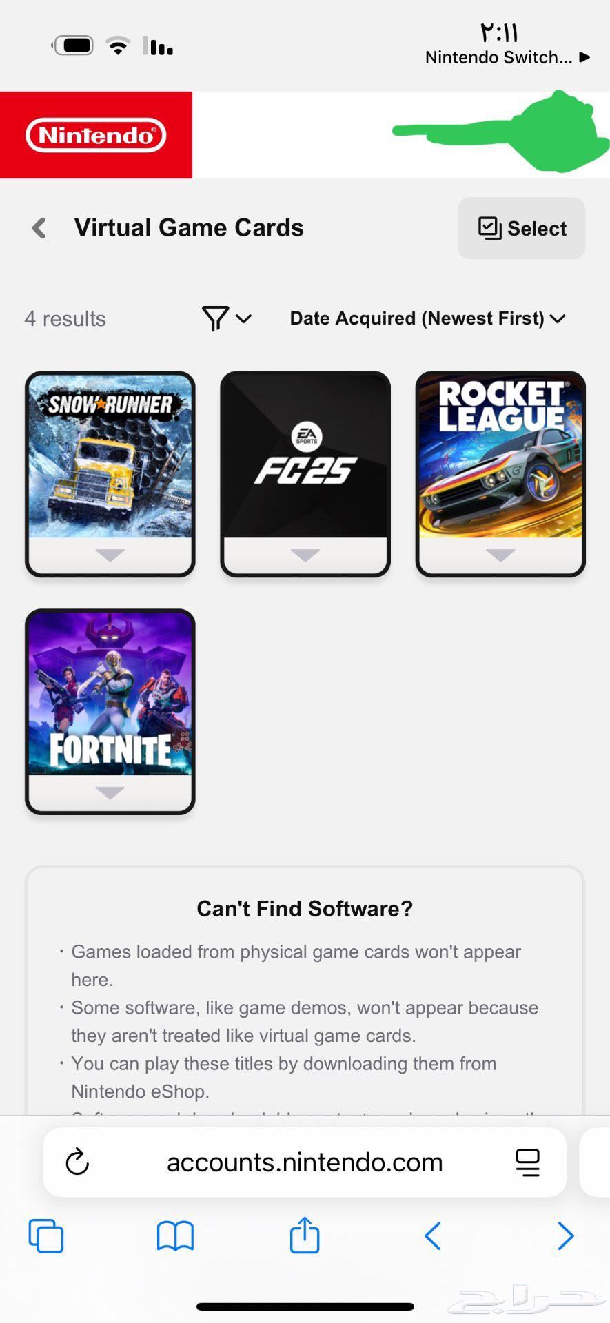 حساب نينتيندو سويتش64415222121730110