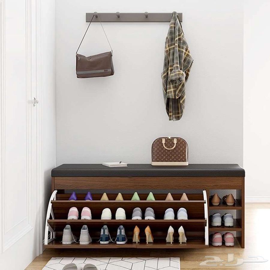 مقعد تخزين الأحذية العصري من الجلد بتصميم أنيق شحن مجاني64419838136962114