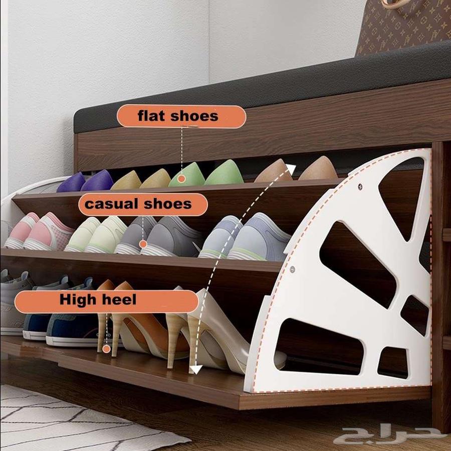مقعد تخزين الأحذية العصري من الجلد بتصميم أنيق شحن مجاني64419838136962113