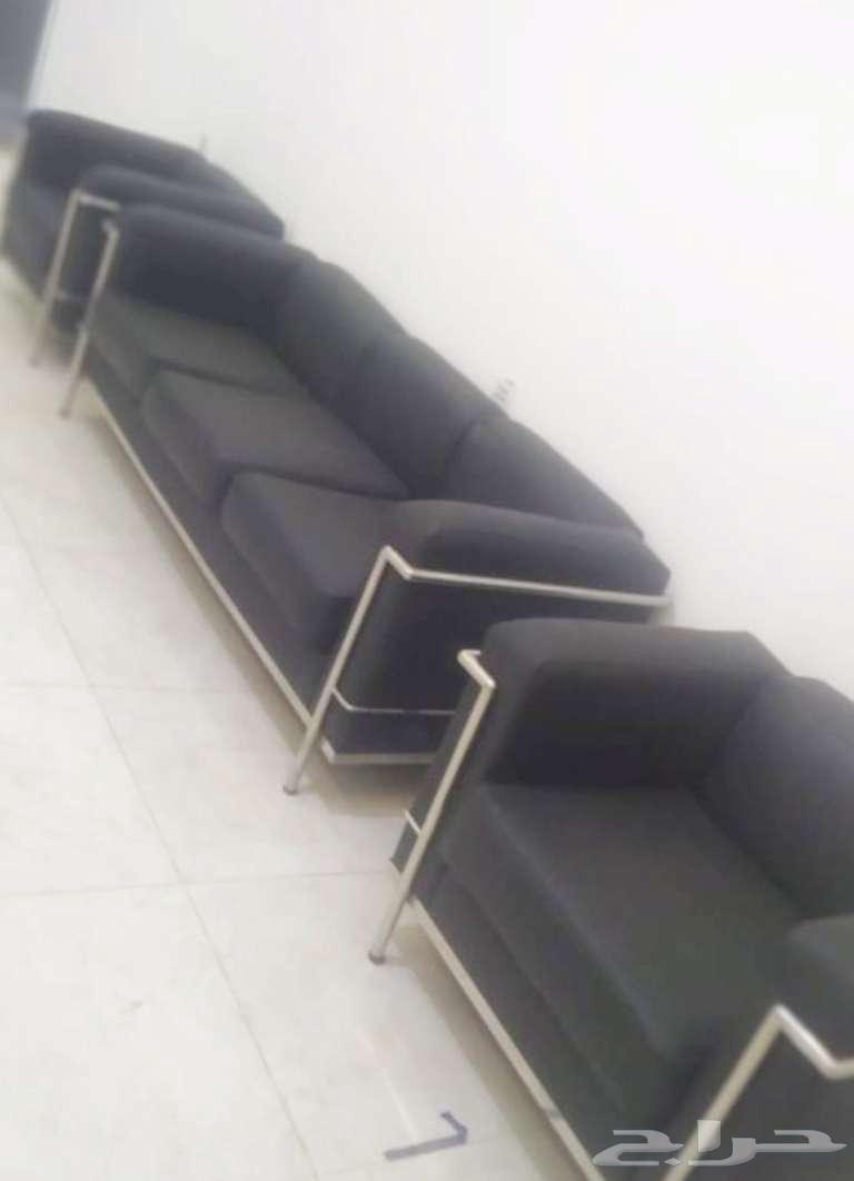 كنب جلد لون أسود مستعمل64433886443779110