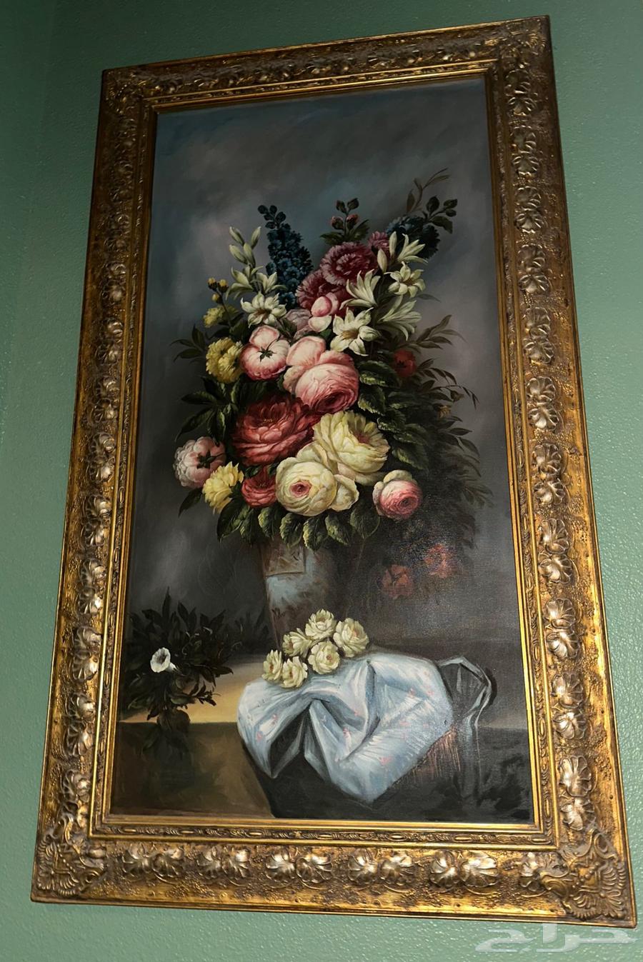 Large handmade art painting with heavy, luxurious frame64428160638338113