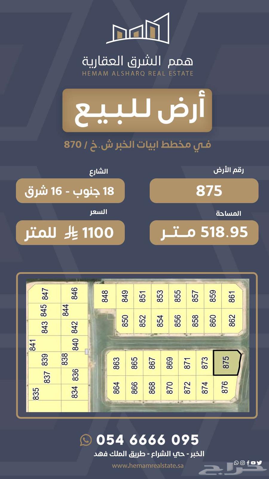 قطعة أرض للبيع في مخطط ابيات الخبر ش.خ  87064142376327426110