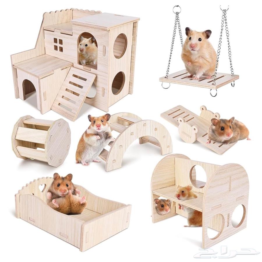 للبيع بيوت خشبية للهامستر 7 قطع64435177295361110