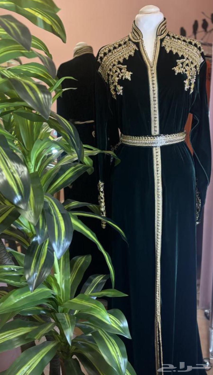 Elegant Moroccan Kaftan Royal Green Color Available in Size M64449650954370111